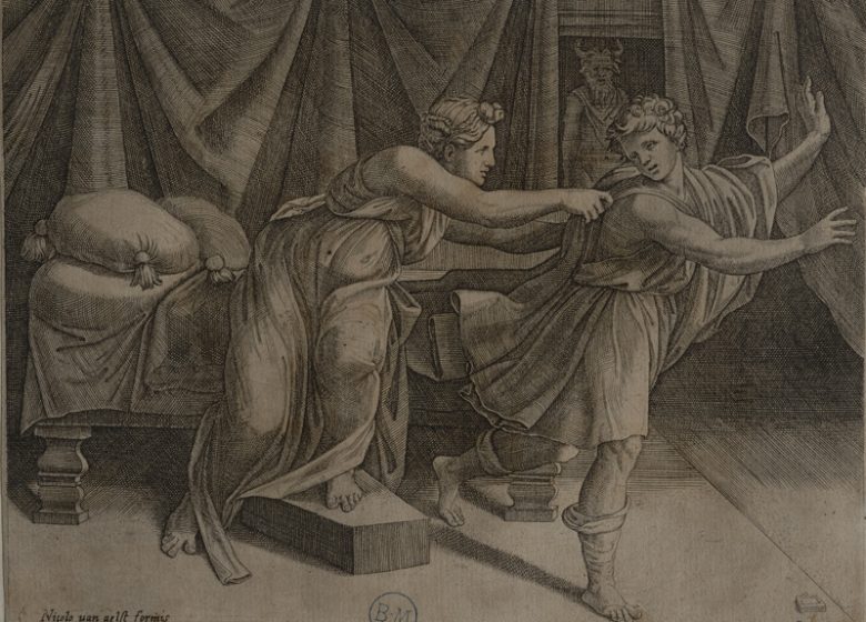 Gravure Joseph et la femme de Putiphar de M. Riamond, Musée des Beaux Arts de Caen